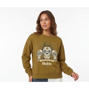 LUCKY BRAND Modelo Sugar Skull Day Of The Dead Studded Crewneck Sweatshirt Large